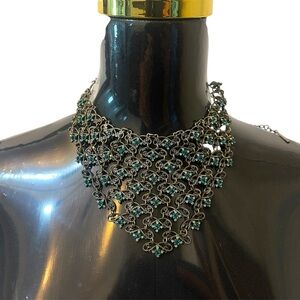 Elegant Silver and Blue Statement Necklace